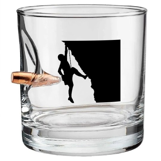 Rock climbing mountaineering silhouette Bullet Whiskey Glasses