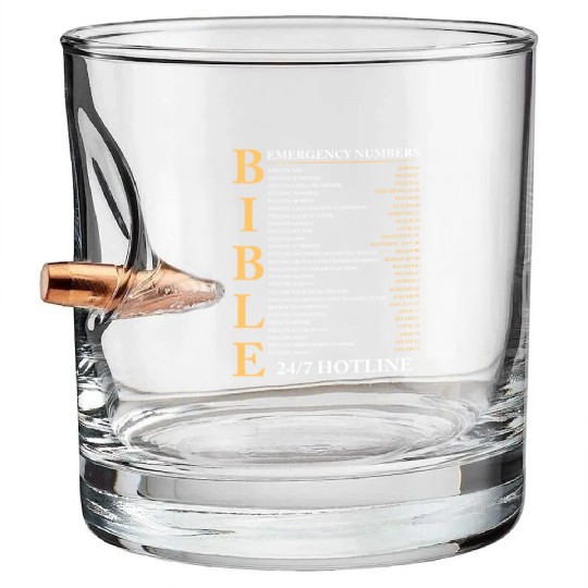 Bible Emergency Number Jesus Christian Bullet Whiskey Glasses