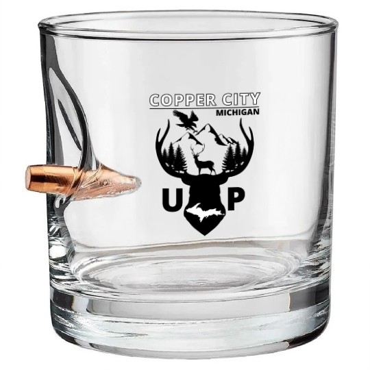 Copper City Michigan Upper Peninsula Bullet Whiskey Glasses