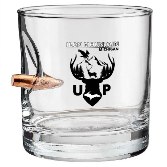 Iron Mountain Michigan Upper Peninsula Bullet Whiskey Glasses