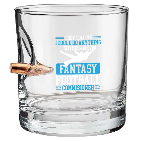 Fantasy Football Commissioner Championship Team Bullet Whiskey Glasses