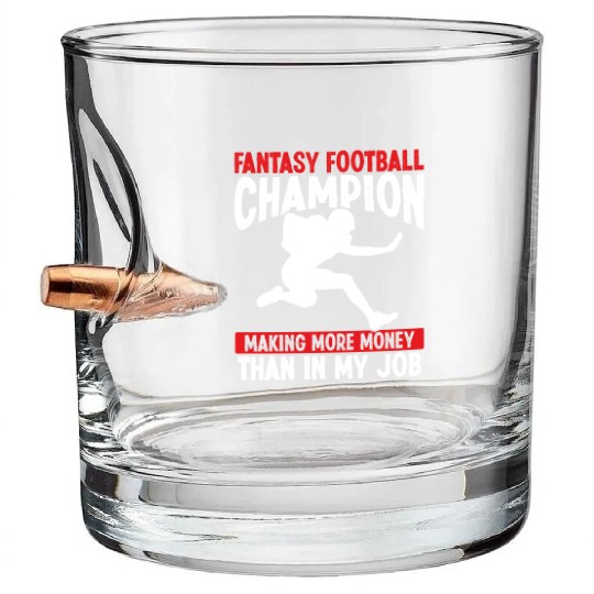 Fantasy Football Championship making Money Team Bullet Whiskey Glasses
