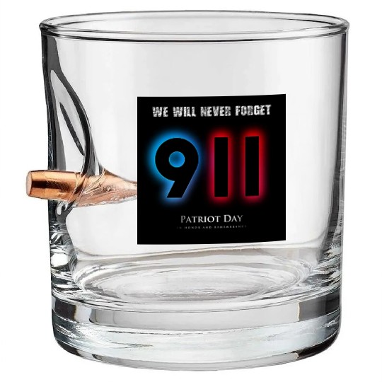 We will never forget Patriot Day 9-11/ twin towers Bullet Whiskey Glasses