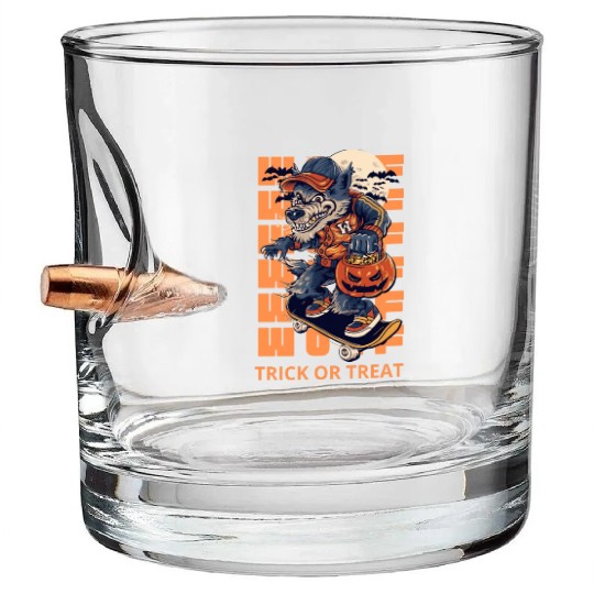 Trick Or Treat Werewolf Halloween Design Bullet Whiskey Glasses