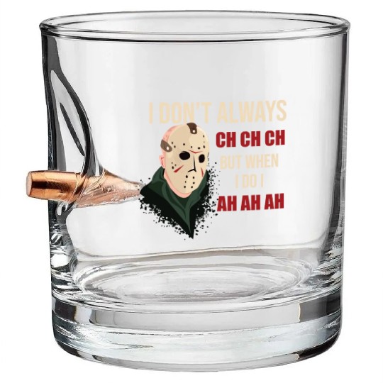 Funny Halloween party Jason hokey mask Friday 13th Bullet Whiskey Glasses