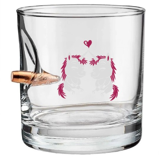 Best unicorn girlfriend love Bullet Whiskey Glasses