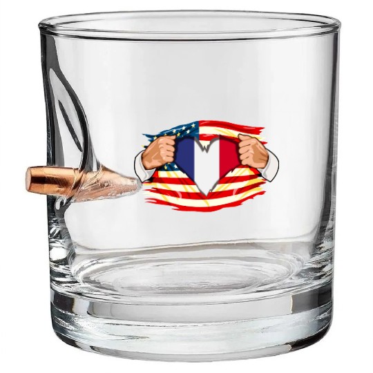French Who Live in America France Flag Bullet Whiskey Glasses