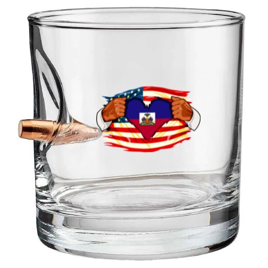 Haitians Who Live in America Haiti Flag Bullet Whiskey Glasses