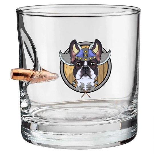 Boston Terrier I Valhalla I Viking Bullet Whiskey Glasses