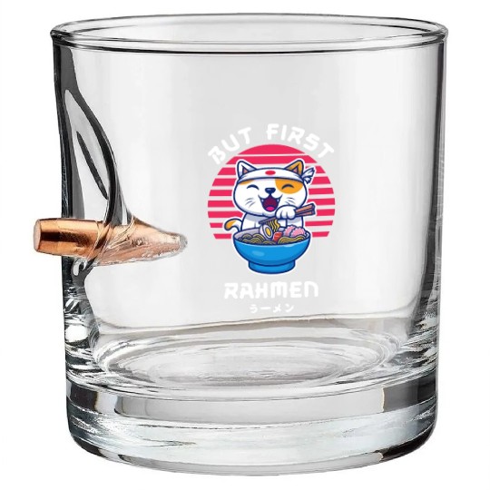 But First Ramen Cat Japan Kawaii Bullet Whiskey Glasses