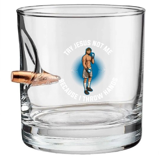 Try Jesus Not Me Funny Jesus Gift Bullet Whiskey Glasses