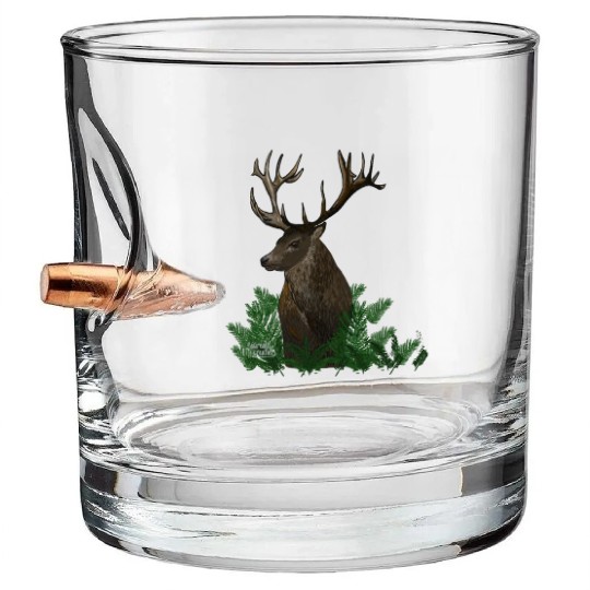 Deer in a green forest Bullet Whiskey Glasses