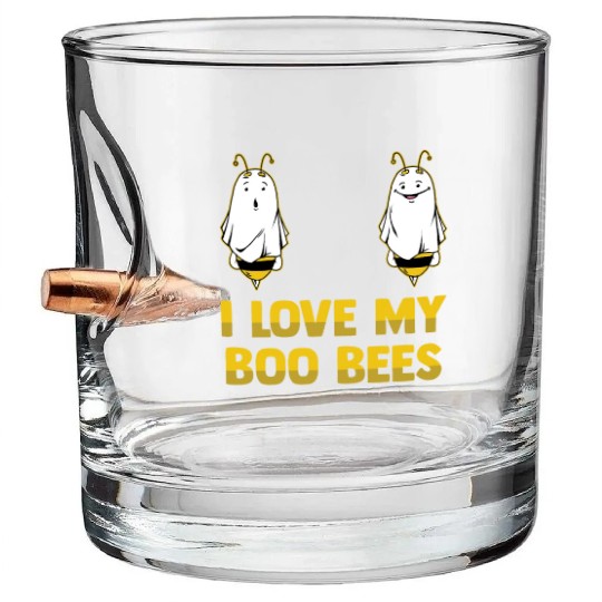 I Love My Boo Bees Bumble Bees Halloween Costume Bullet Whiskey Glasses