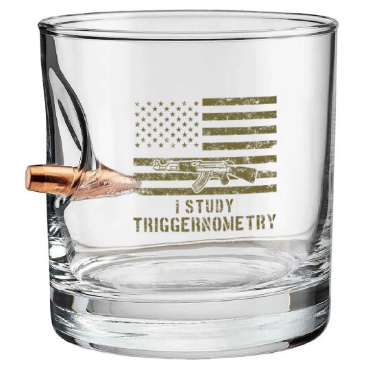 I Study Triggernometry Gun Lover Bullet Whiskey Glasses