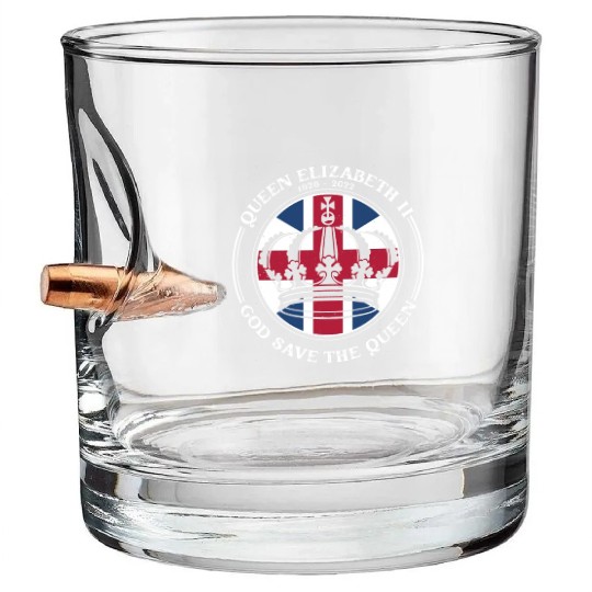 UK British Queen Elizabeth II God Save The Queen Bullet Whiskey Glasses