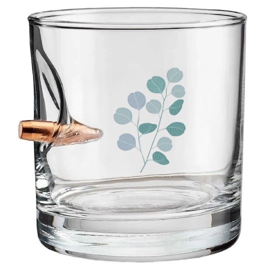 Eucalyptus evergreen design - natural plant leaves Bullet Whiskey Glasses