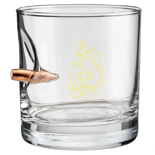 Cat And Dog Yellow Bullet Whiskey Glasses