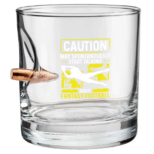 Fantasy Football Player talk Fantasy Football Bullet Whiskey Glasses