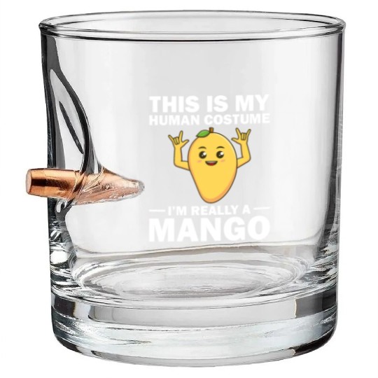 Funny This Is My Human Costume Mango Fruit Lover Bullet Whiskey Glasses