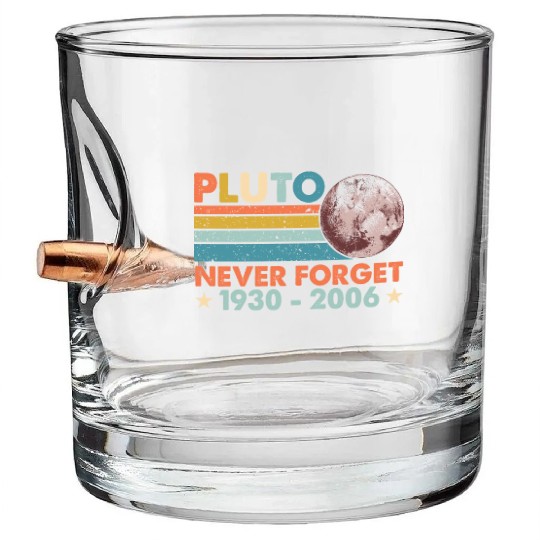Pluto Never Forget Astronomy Space Science Nerd Bullet Whiskey Glasses