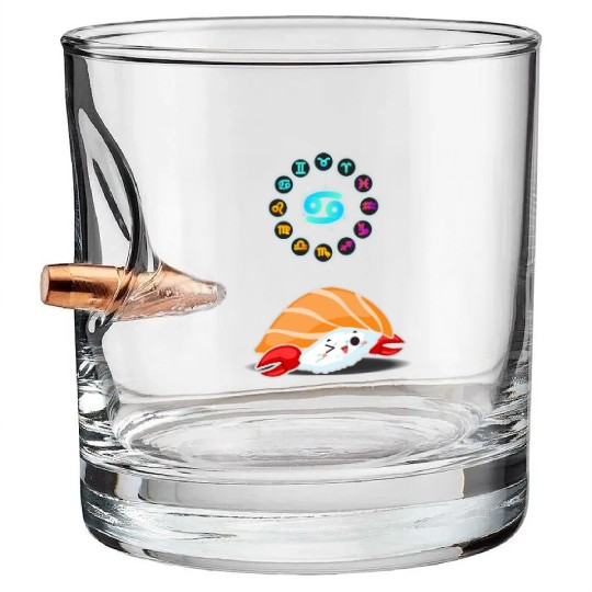 Japanese Sushi Funny Cancer Zodiac Sushi Lover Pun Bullet Whiskey Glasses