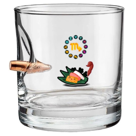 Japanese Sushi Funny Scorpio Zodiac Sushi Lover Bullet Whiskey Glasses