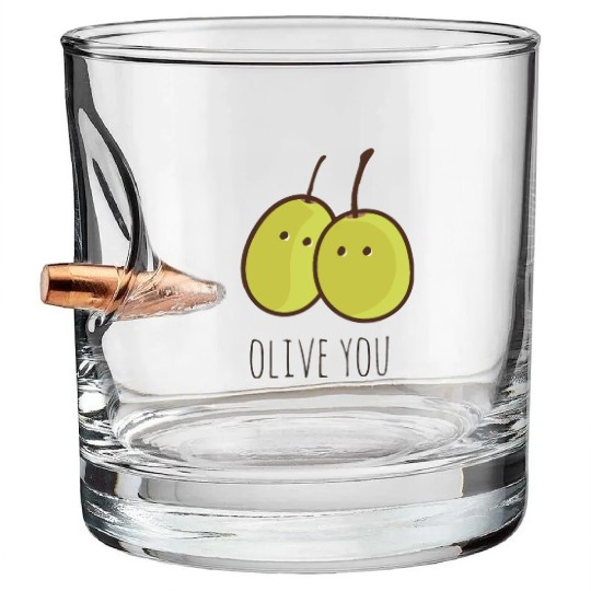 I Love You (Olive You) cute Bullet Whiskey Glasses