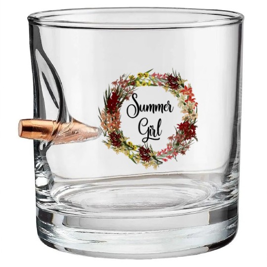 Summer Girl Gladious Flower Leo Zodiac Born In Aug Bullet Whiskey Glasses