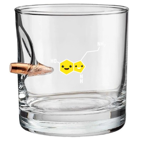 Happy Serotonin Molecule Science Chemistry Teacher Bullet Whiskey Glasses