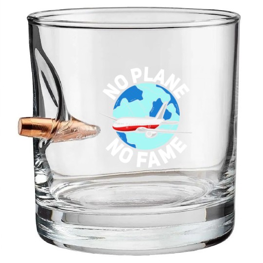 Airline Pilot Pun No Plane No Fame Aircraft Pilot Bullet Whiskey Glasses