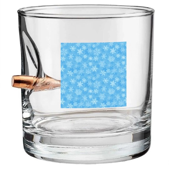 Pretty Light Blue Snowflakes Pattern Bullet Whiskey Glasses