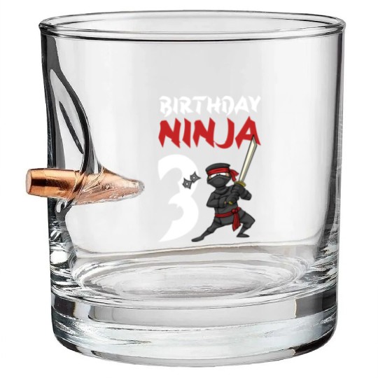 Birthday Party 3 Years Old Japanese Ninja Birthday Bullet Whiskey Glasses