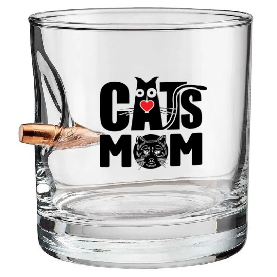 Cat Mom Bullet Whiskey Glasses