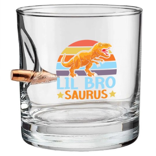 Lil Bro Saurus Best Bro Ever Brotherhood Dinosaur Bullet Whiskey Glasses