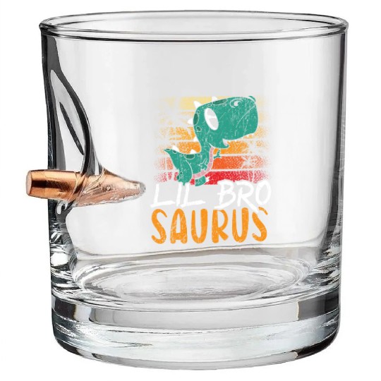 Lil Bro Saurus Best Bro Ever Brotherhood Dinosaur Bullet Whiskey Glasses