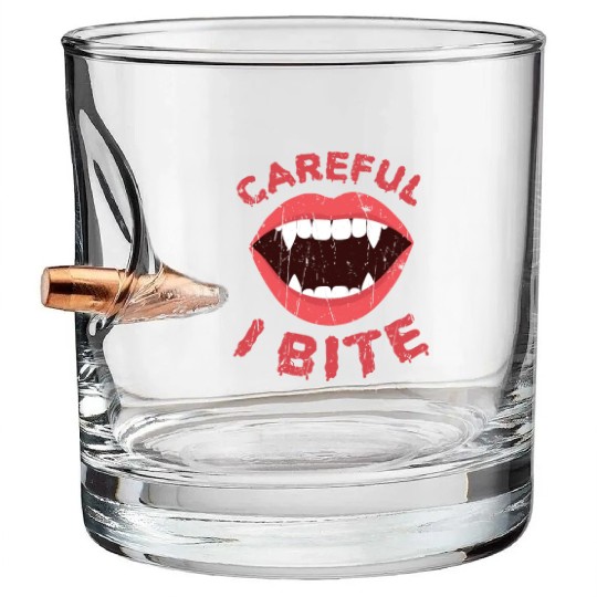 Careful I bite - vampire lover Bullet Whiskey Glasses