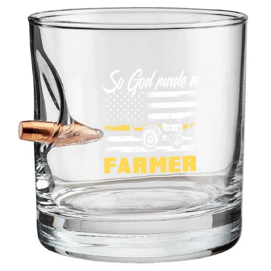 American Flag Agriculture Farmer Bullet Whiskey Glasses