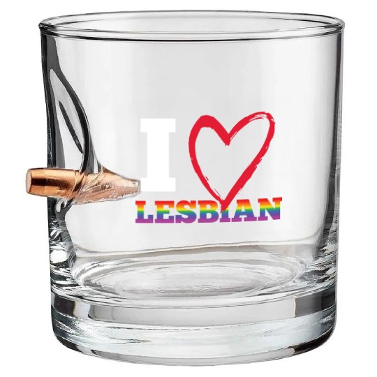 LGBT Gay Pride Lesbian I Love Lesbians Bullet Whiskey Glasses