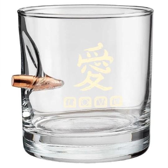 Love in japanese nice writing translate symbol Bullet Whiskey Glasses