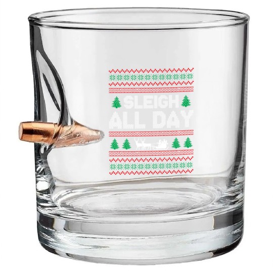Ugly Christmas - Sleigh All Day Bullet Whiskey Glasses