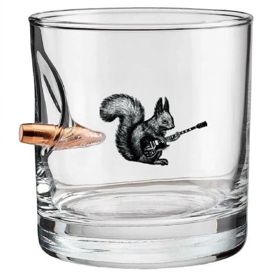 Squirrel Playing Guitar Bullet Whiskey Glasses