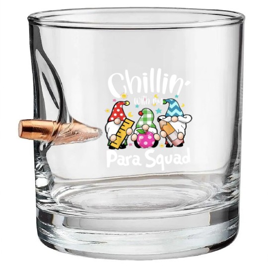 Para Squad Chillin Gnomes Christmas Teacher Bullet Whiskey Glasses