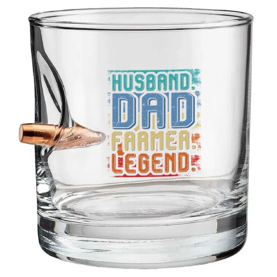 Husband Dad Farmer Legend Bullet Whiskey Glasses