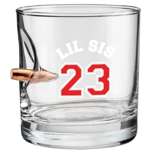 Lil Sis 2023 Little Sister Baby Family Birth Child Bullet Whiskey Glasses