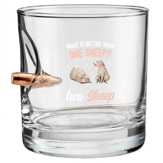 Cute Lamb Saying - Farmer & Sheep Bullet Whiskey Glasses