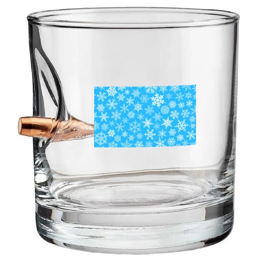 Winter Snowflakes Pattern Blue White Bullet Whiskey Glasses
