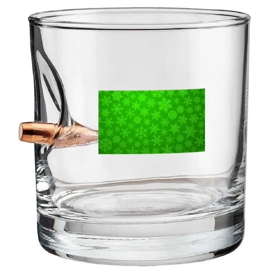 Green Snowflakes Christmas Pattern Bullet Whiskey Glasses