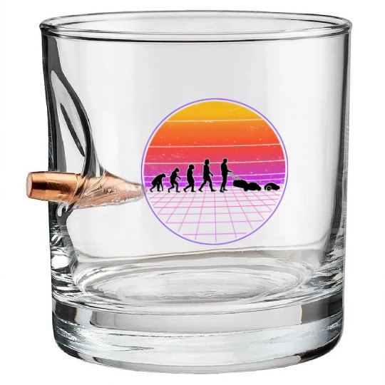 Robotic Lawnmower Evolution Retro Bullet Whiskey Glasses