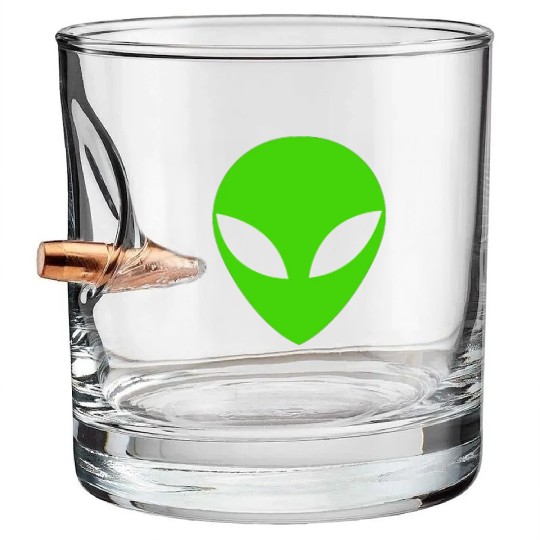 Green Alien Head Bullet Whiskey Glasses