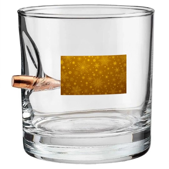 Christmas Snowflakes Yellow Pattern Bullet Whiskey Glasses